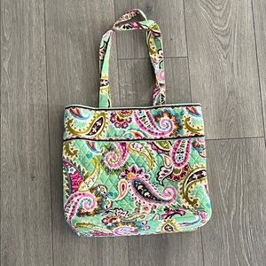 Vera Bradley Paisley Tote Bag - Green and Pink